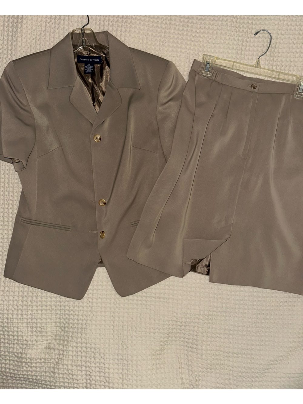 Preston & York Taupe Two-Piece Women's Skirt Suit
